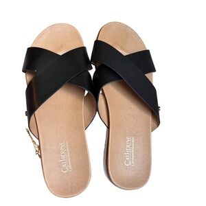 Catherine Catherine Malandrino Womens Black Crisscross Slide Sandals Size 8